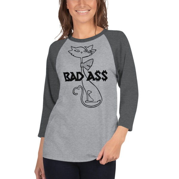 BAD A$$ KITTY CAT 3/4 sleeve raglan shirt - Image 3