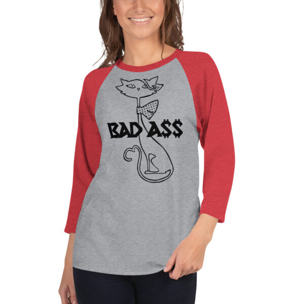 BAD A$$ KITTY CAT 3/4 sleeve raglan shirt - Image 2