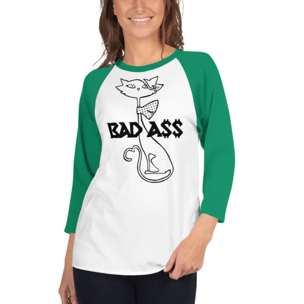 BAD A$$ KITTY CAT 3/4 sleeve raglan shirt - Image 7