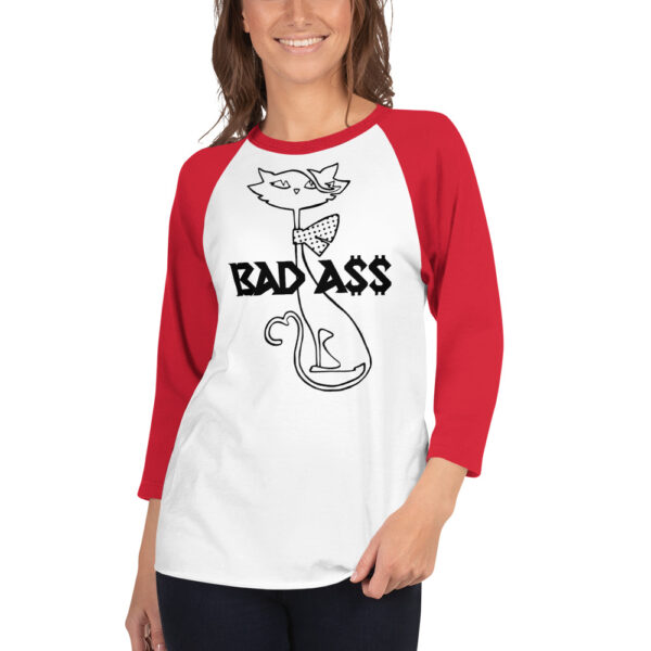 BAD A$$ KITTY CAT 3/4 sleeve raglan shirt - Image 5